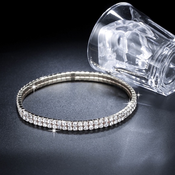 Anklet 2-Layer Crystal Stretch - Picture 2 of 7